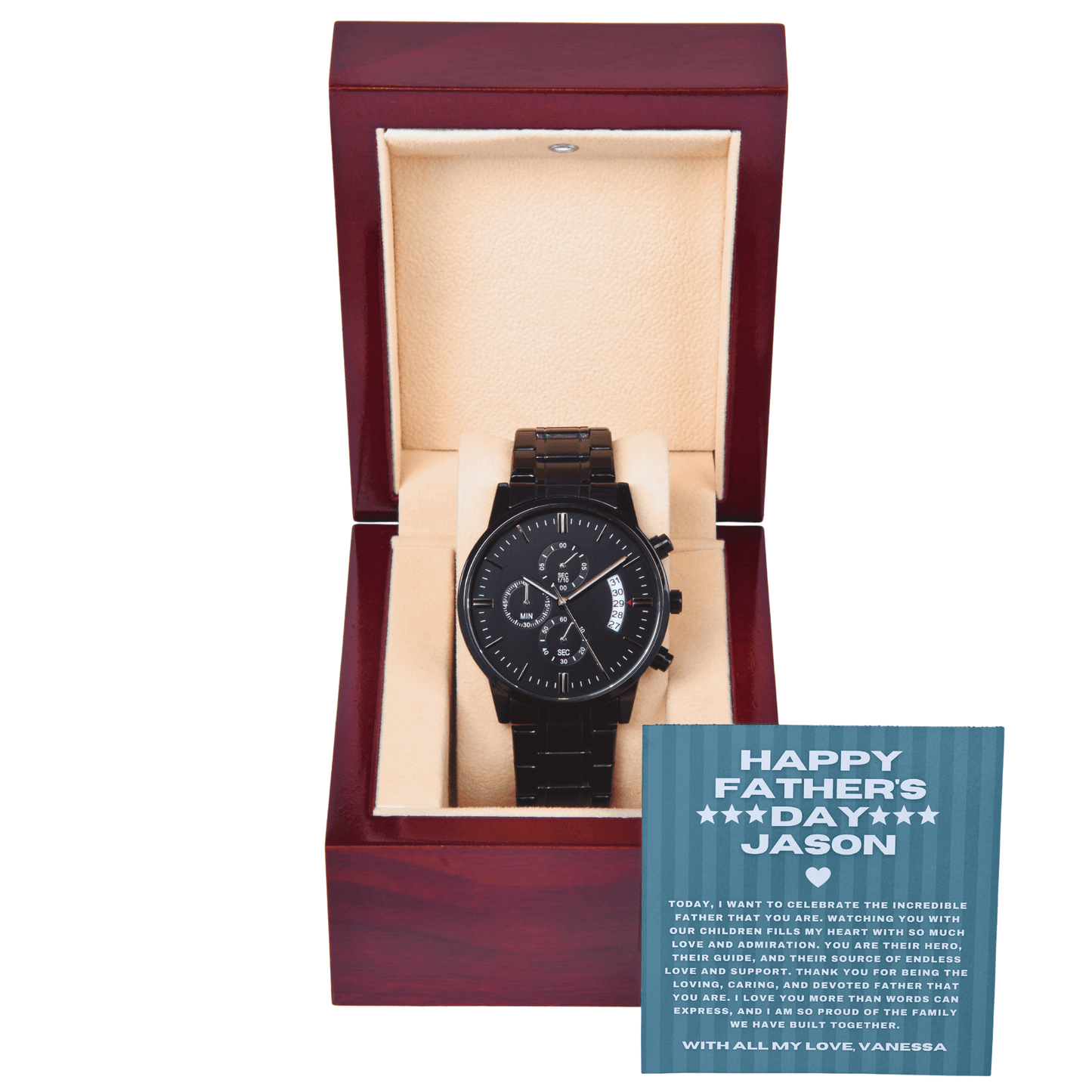 Father's Day Gift for Husband Black Chronograph Watch