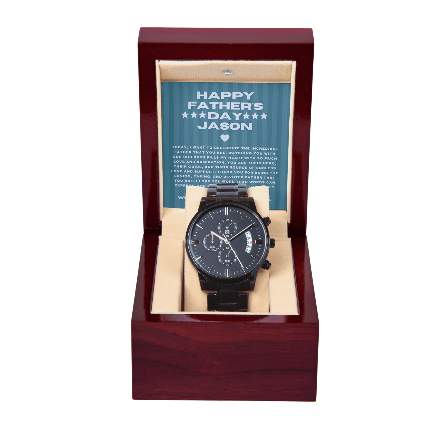 Father's Day Gift for Husband Black Chronograph Watch