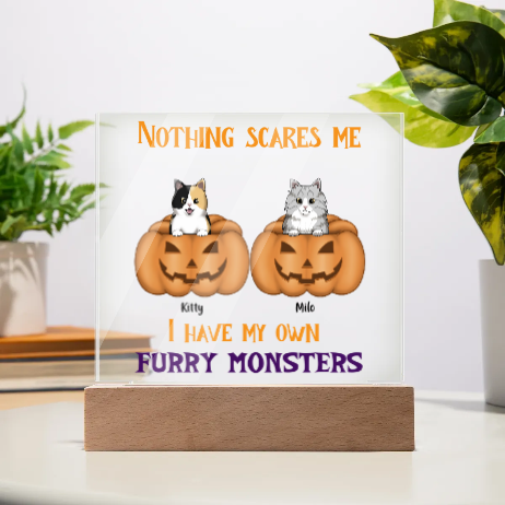 Nothing Scares Me - Personalized Square Plaque for Cat Owners
