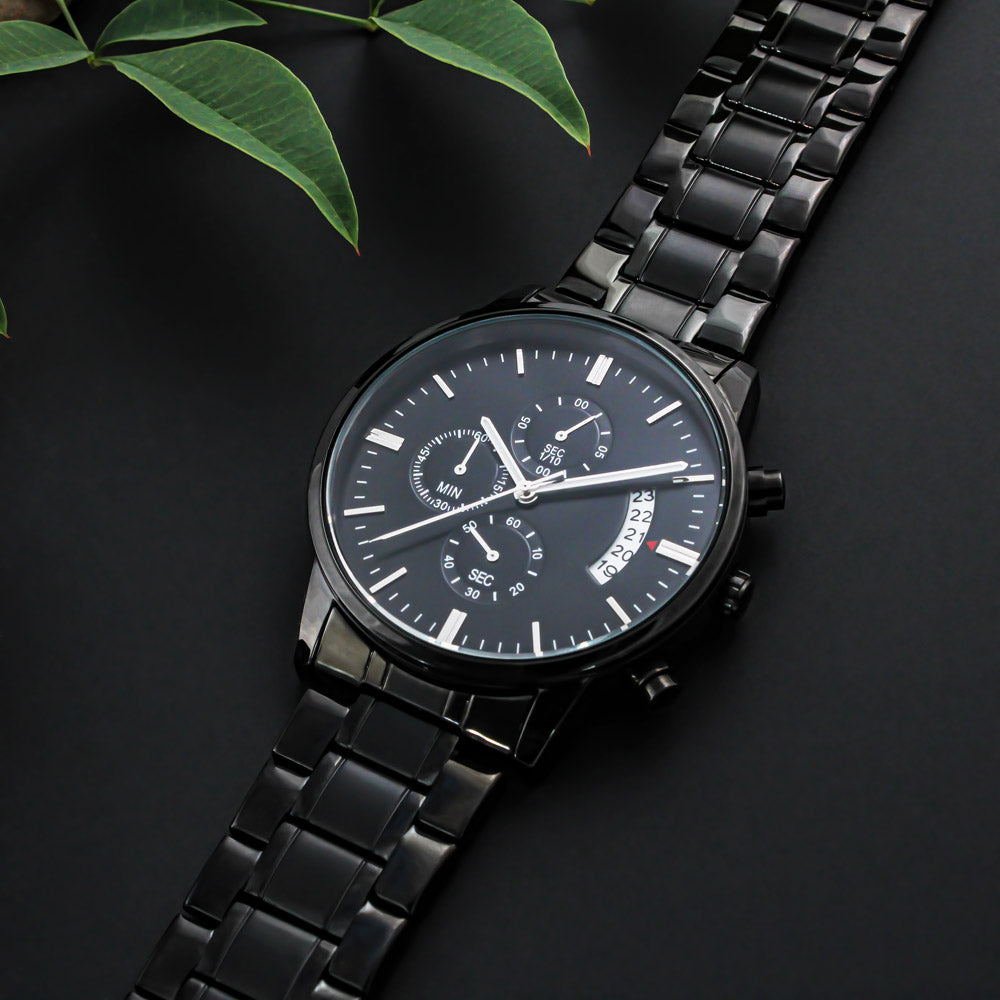 Happy Father's Day Black Chronograph Watch