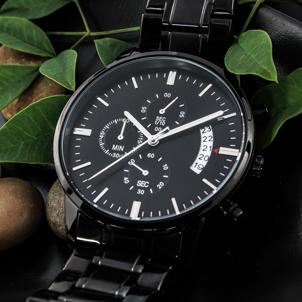 Happy Father's Day Black Chronograph Watch