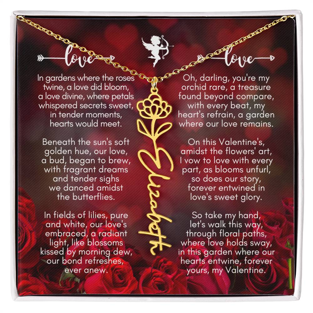 Where The Roses Twine - Flower Name Necklace