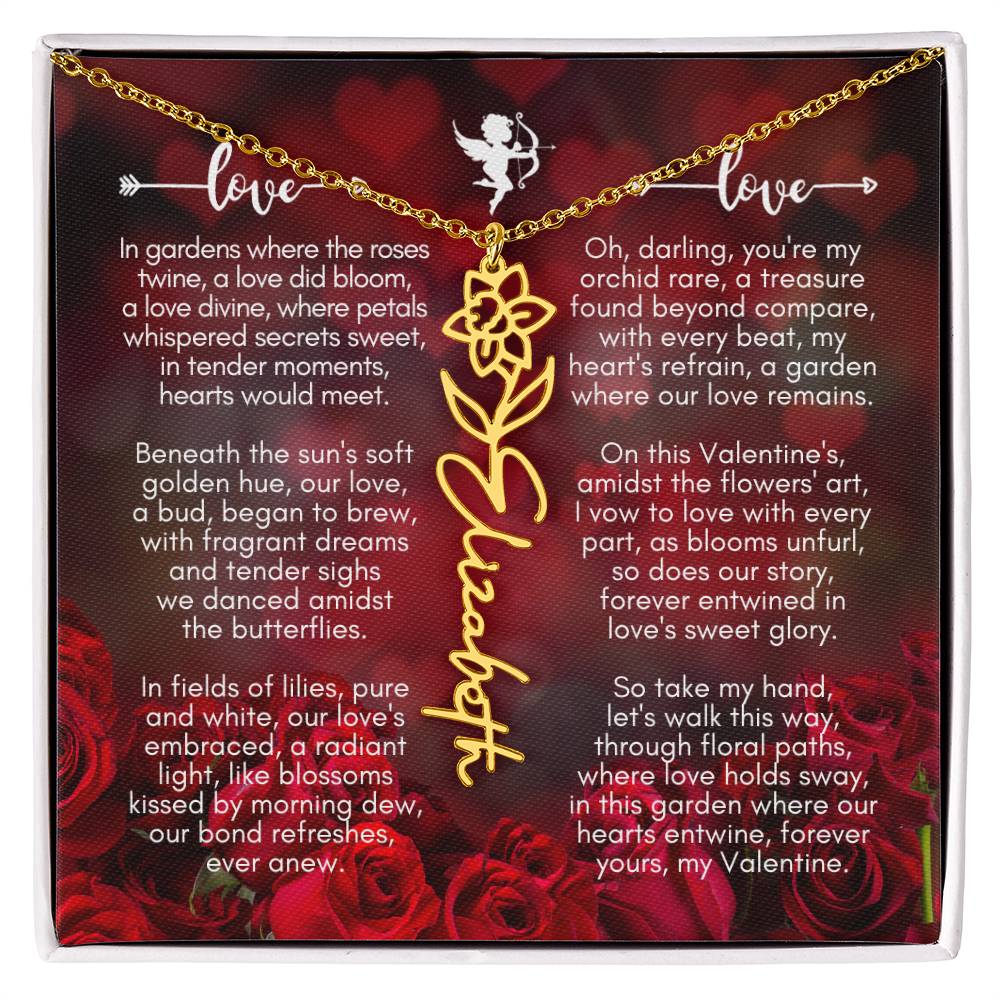 Where The Roses Twine - Flower Name Necklace