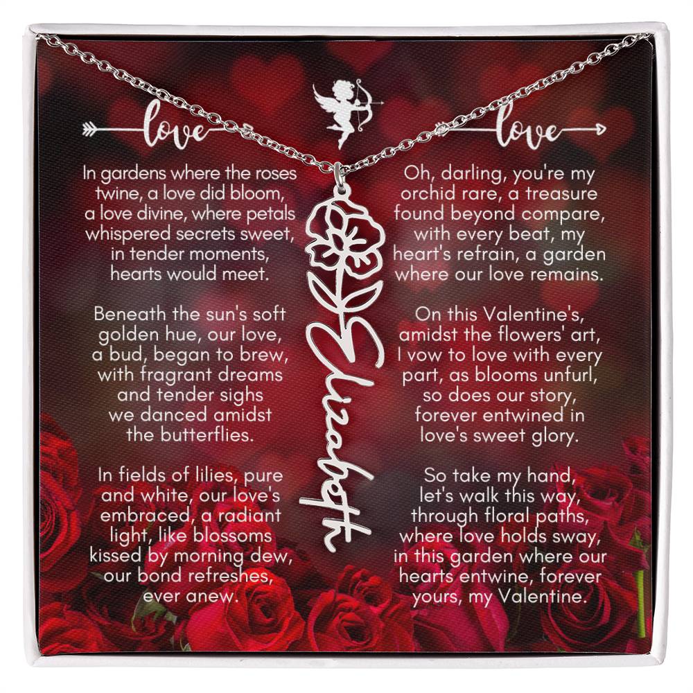 Where The Roses Twine - Flower Name Necklace