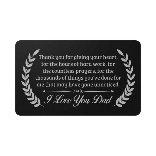 Thank You Dad Engraved Metal Wallet Card