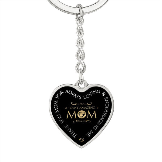 To My Amazing Mom - Graphic Heart Keychain