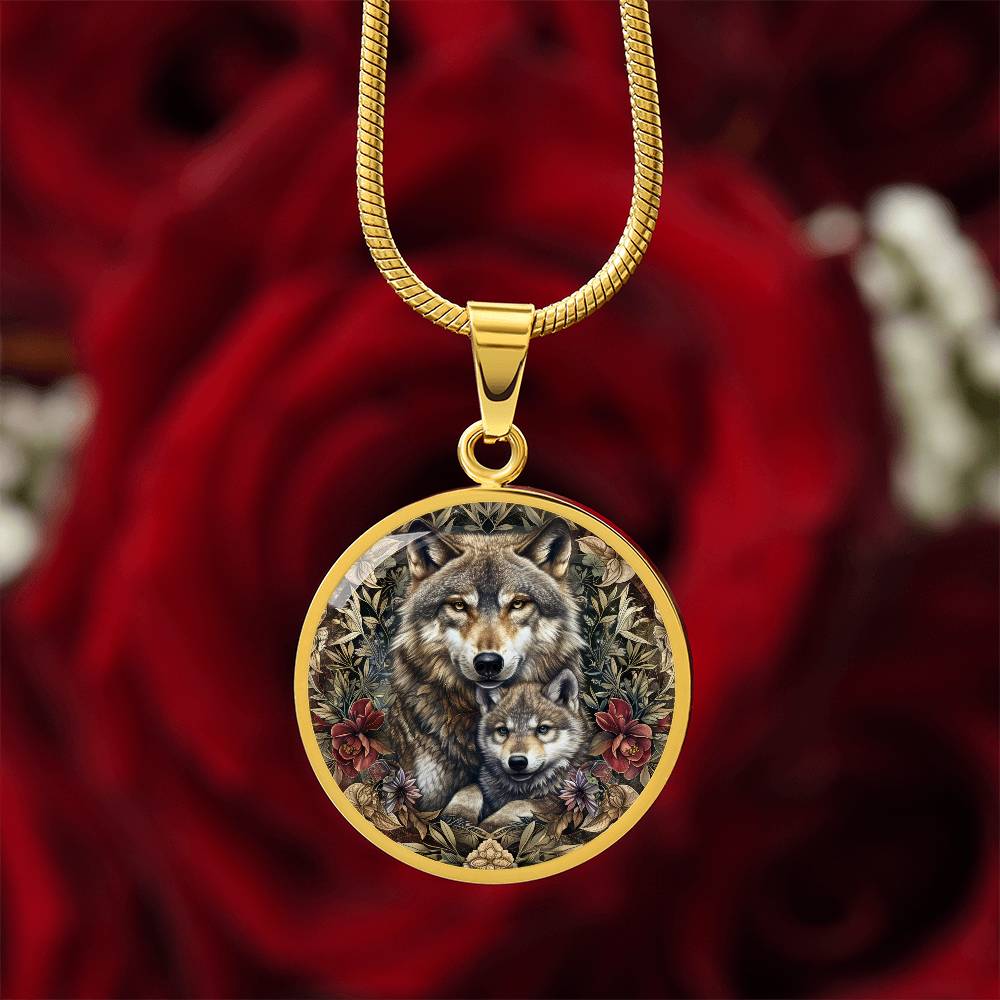 Mom and Baby Wolf Personalized Pendant