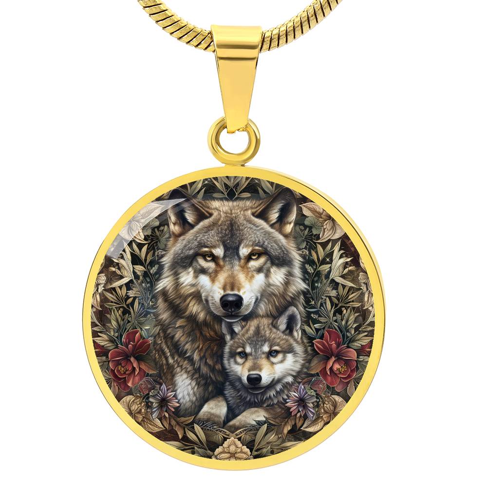 Mom and Baby Wolf Personalized Pendant