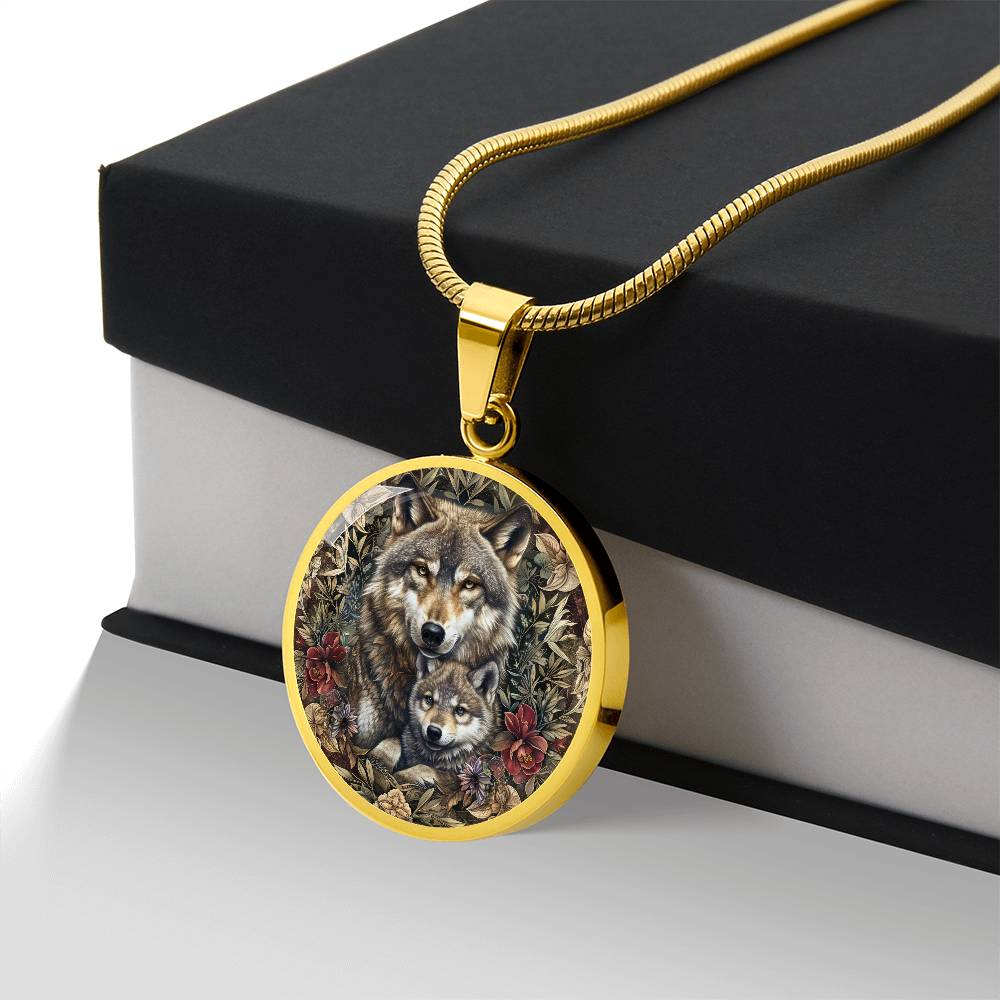 Mom and Baby Wolf Personalized Pendant