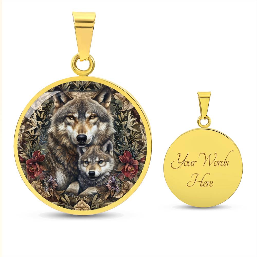 Mom and Baby Wolf Personalized Pendant