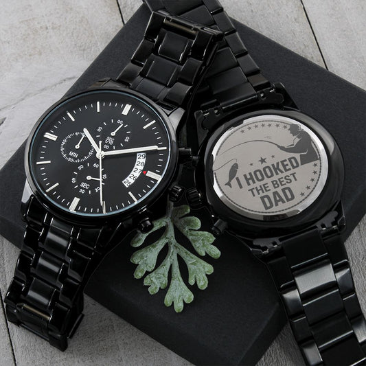 The Best Dad - Engraved Black Chronograph Watch