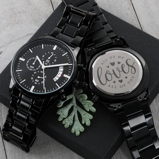 All of Me - Engraved Black Chronograph Watch