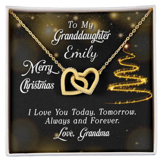 Merry Christmas To My Granddaughter - Interlocking Hearts Necklace