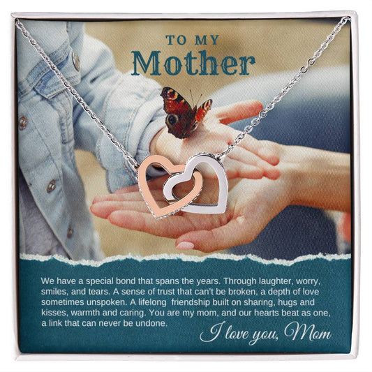 To My Mother - Special Bond - Interlocking Hearts Necklace