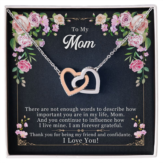 Gift for Mom - Forever Grateful - Interlocking Hearts Necklace