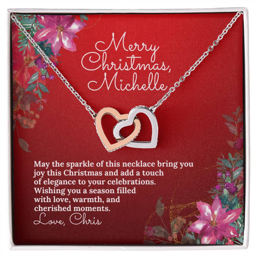 Personalized Christmas Wishes - Interlocking Hearts Necklace