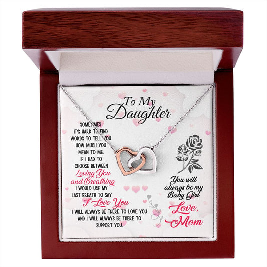 To My Daughter - My Baby Girl - Interlocking Hearts Necklace