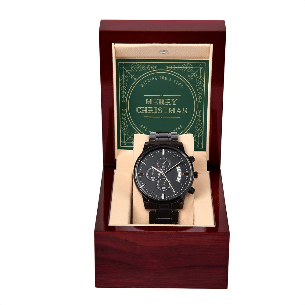 A Very Merry Christmas - Black Chronograph Watch