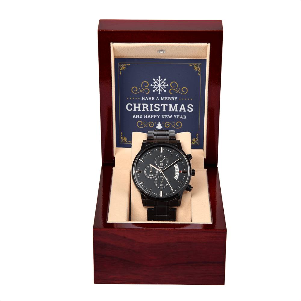 Have a Merry Christmas - Black Chronograph Watch