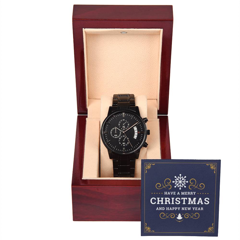 Have a Merry Christmas - Black Chronograph Watch