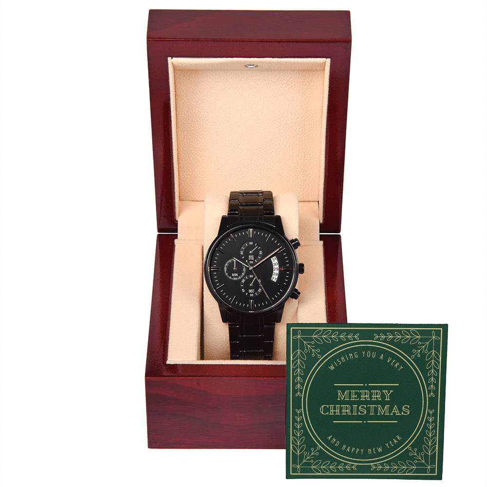 A Very Merry Christmas - Black Chronograph Watch