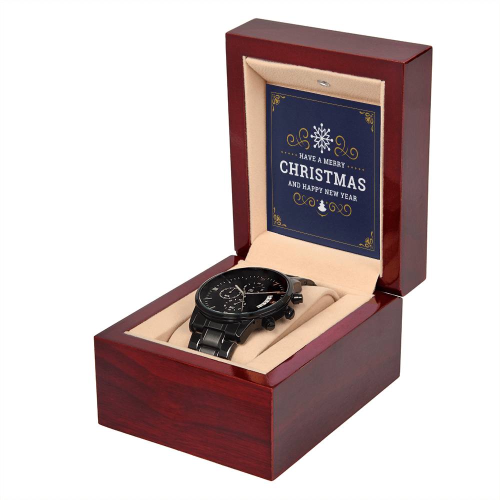 Have a Merry Christmas - Black Chronograph Watch