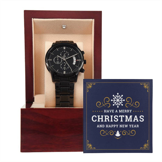 Have a Merry Christmas - Black Chronograph Watch