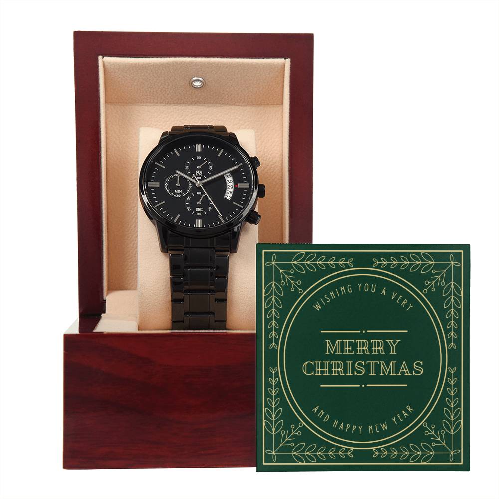 A Very Merry Christmas - Black Chronograph Watch