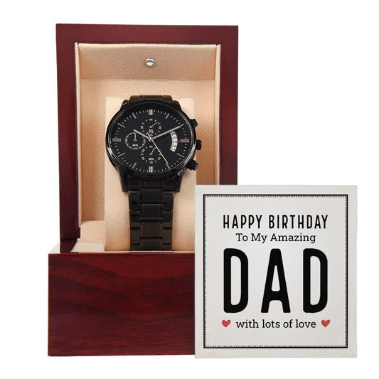 Gift for Dad's Birthday - Black Chronograph Watch