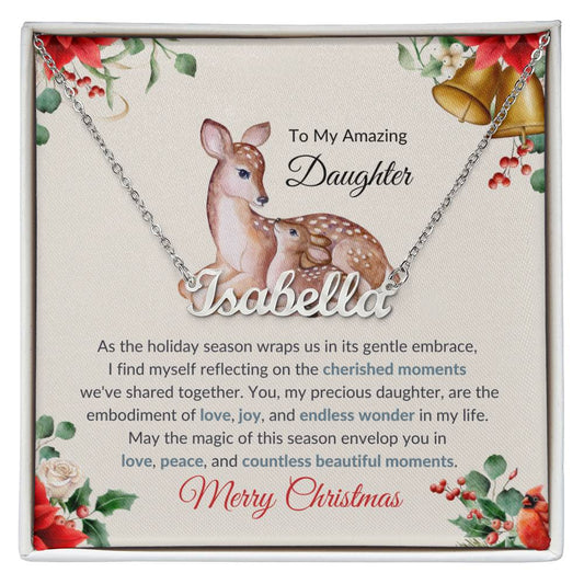 Merry Christmas To My Amazing Daughter - Custom Name Necklace