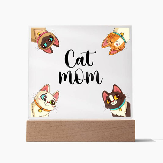 Cat Mom - Acrylic Square Plaque