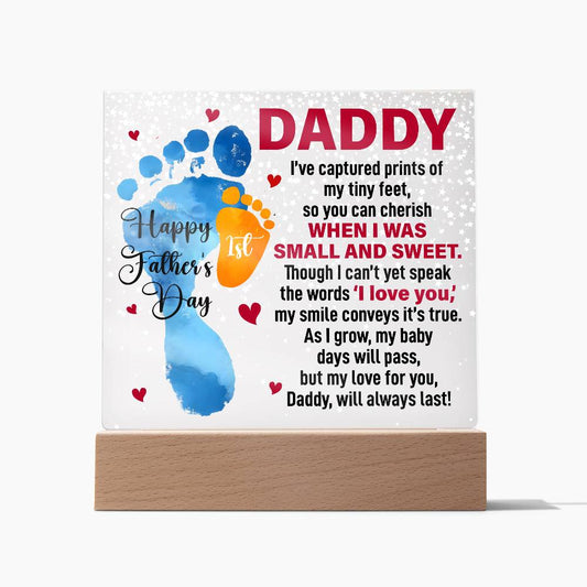 Happy 1st Father's Day Acrylic Square Plaque