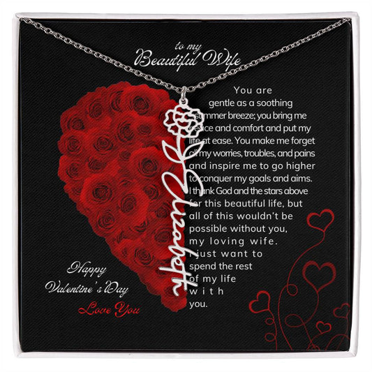 To My Beautiful Wife - Flower Name Necklace