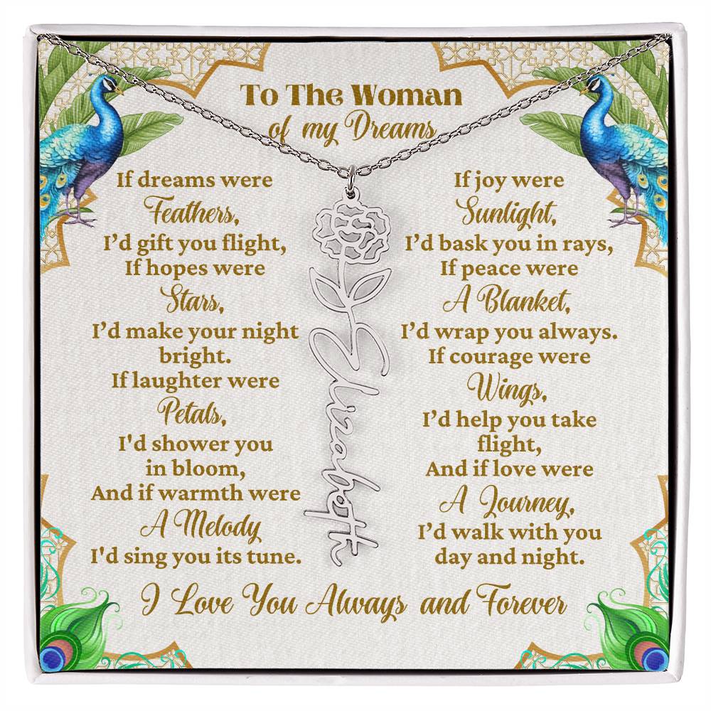 To The Woman Of My Dreams Flower Name Necklace