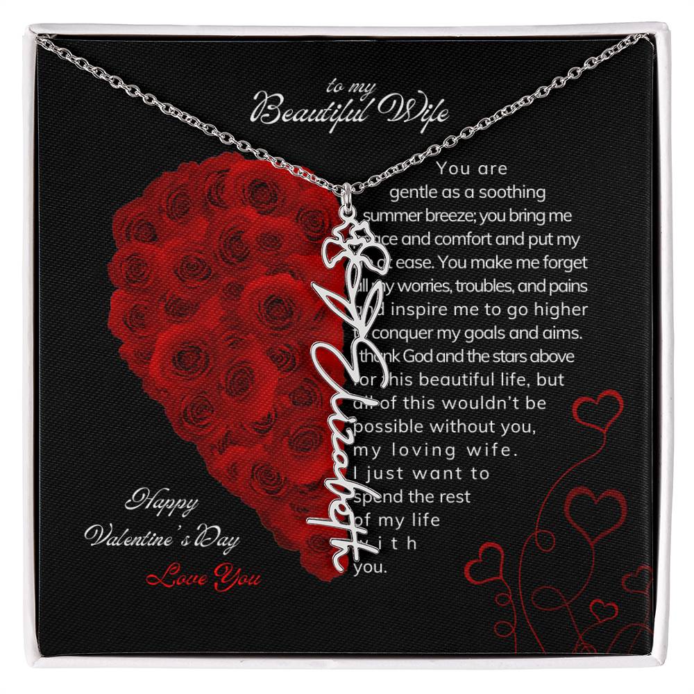 To My Beautiful Wife - Flower Name Necklace