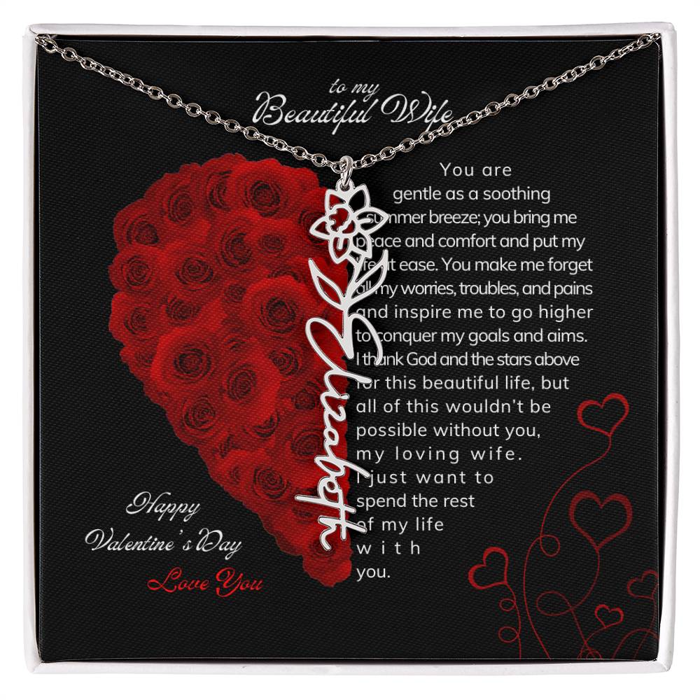 To My Beautiful Wife - Flower Name Necklace