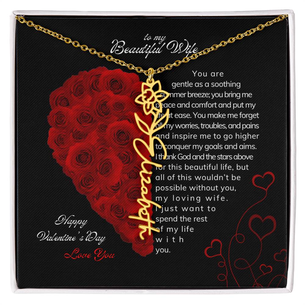 To My Beautiful Wife - Flower Name Necklace