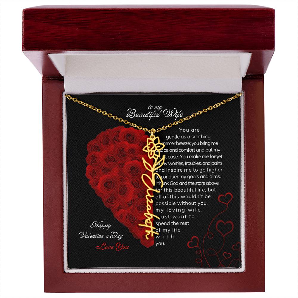 To My Beautiful Wife - Flower Name Necklace