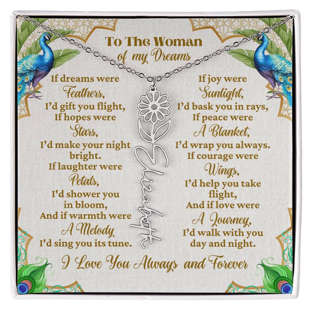 To The Woman Of My Dreams Flower Name Necklace