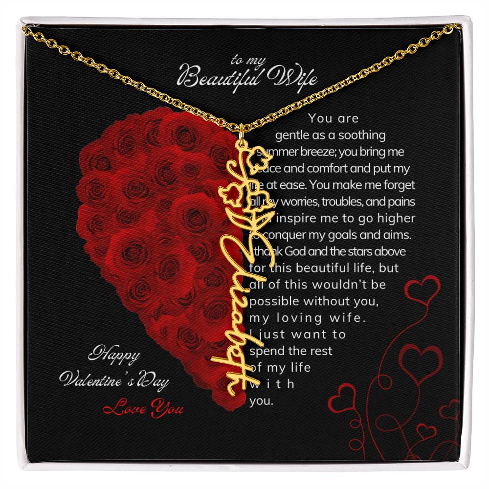 To My Beautiful Wife - Flower Name Necklace