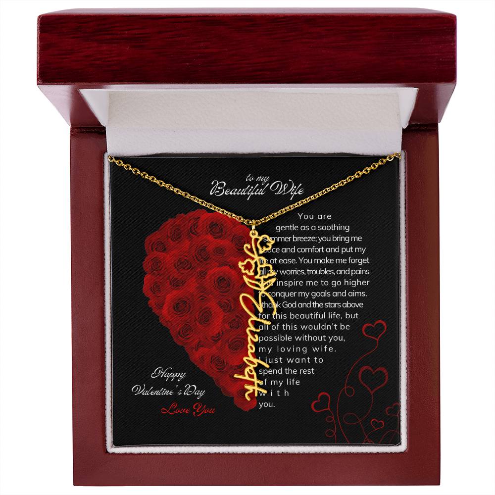 To My Beautiful Wife - Flower Name Necklace