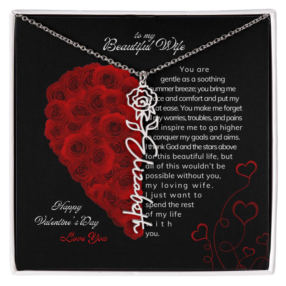 To My Beautiful Wife - Flower Name Necklace