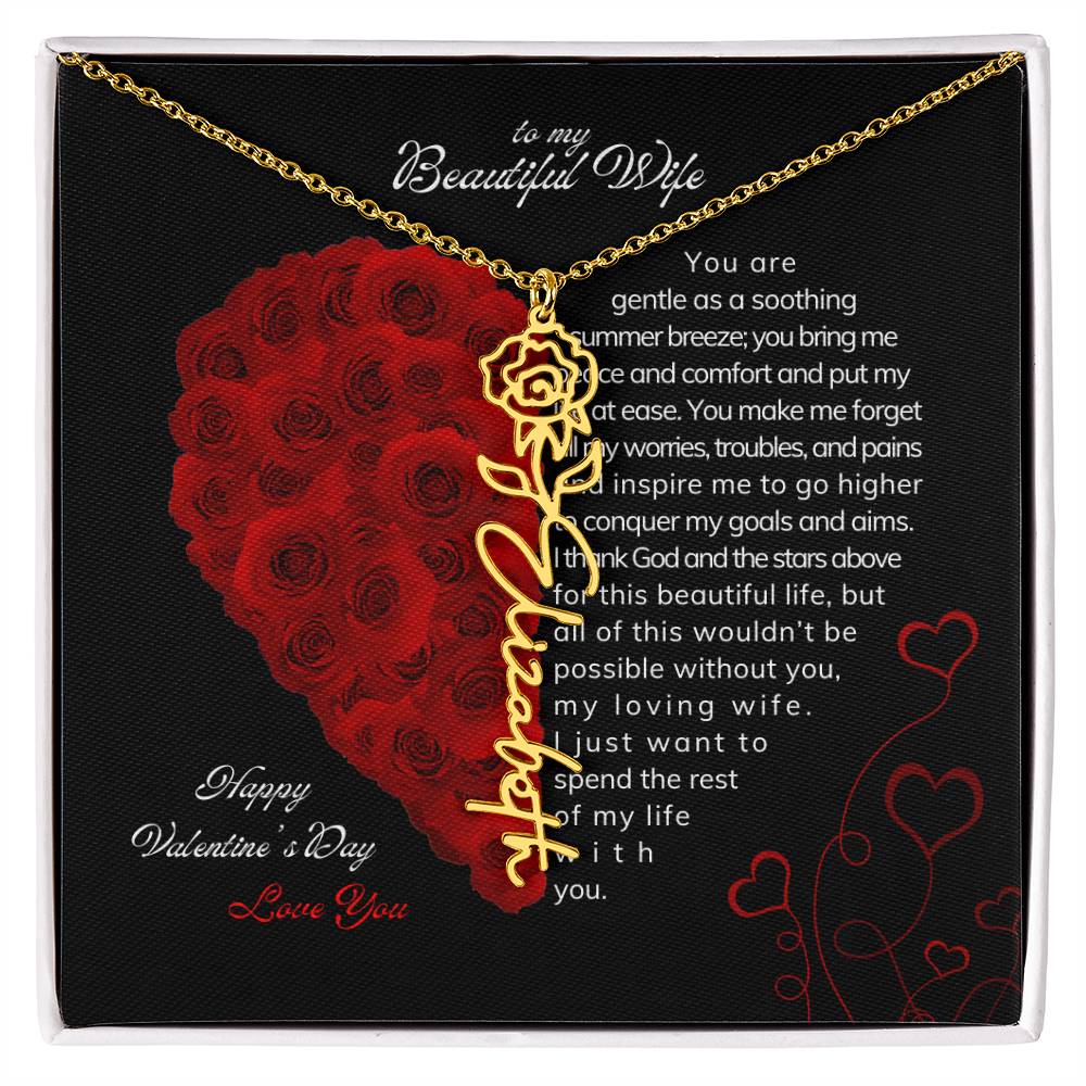 To My Beautiful Wife - Flower Name Necklace