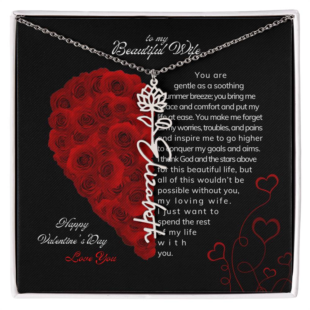 To My Beautiful Wife - Flower Name Necklace