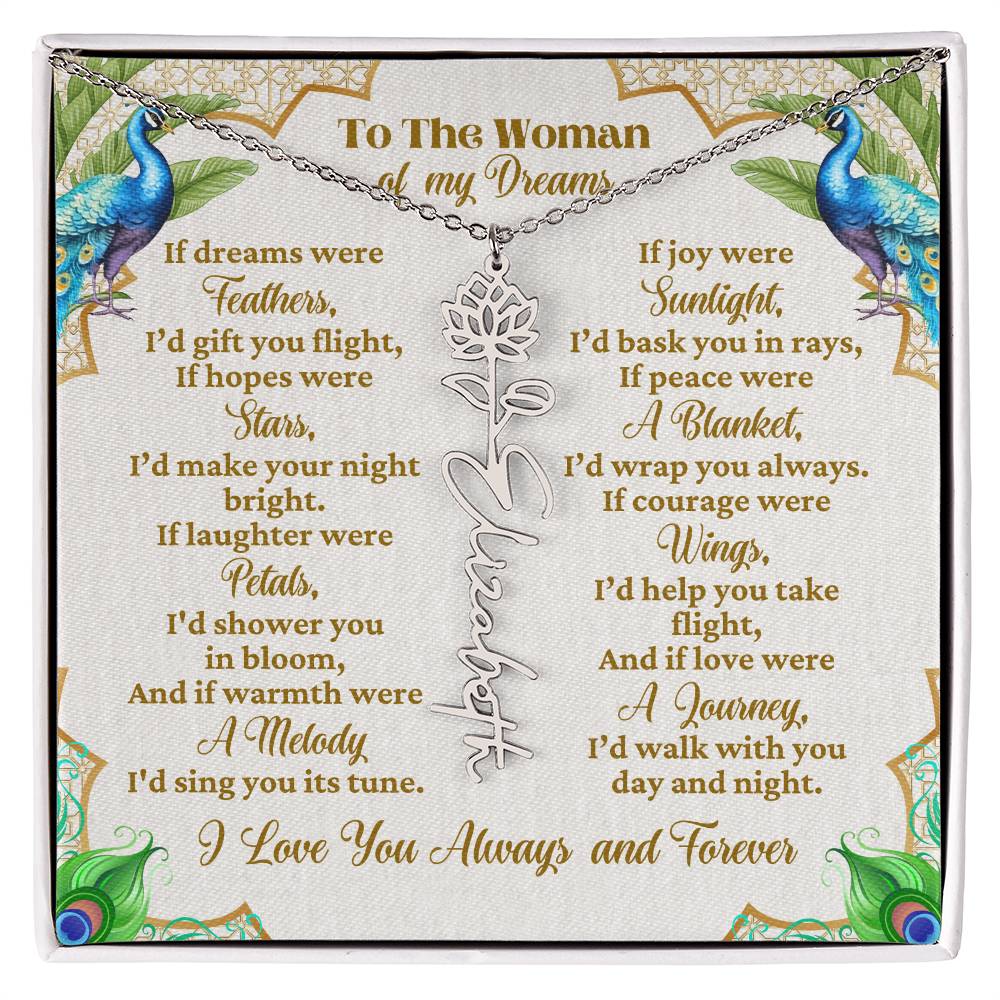 To The Woman Of My Dreams Flower Name Necklace