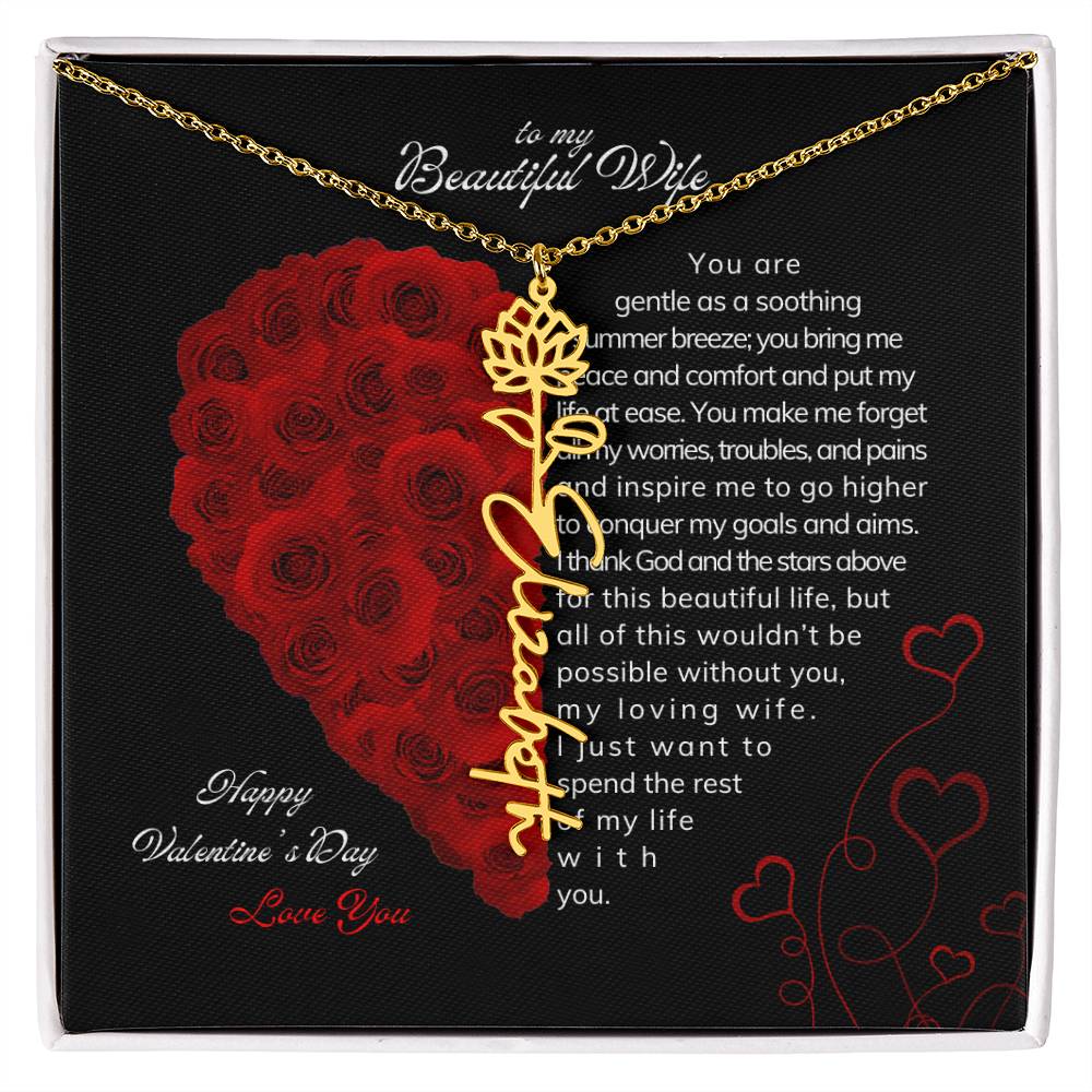 To My Beautiful Wife - Flower Name Necklace