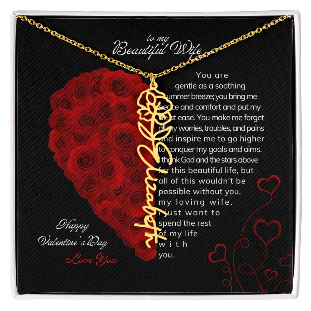 To My Beautiful Wife - Flower Name Necklace