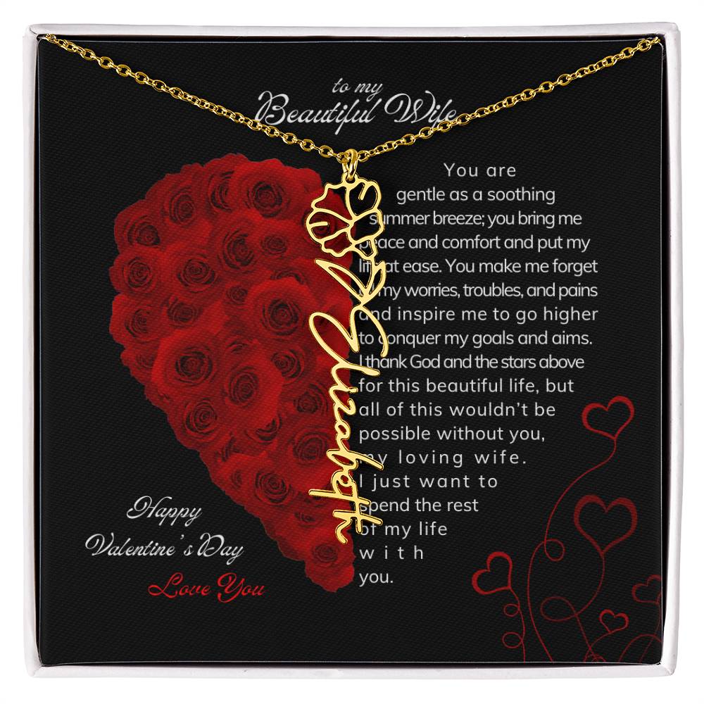 To My Beautiful Wife - Flower Name Necklace