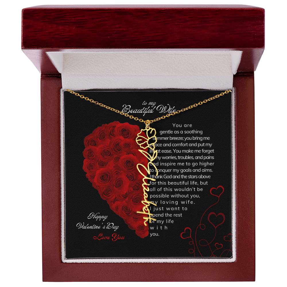 To My Beautiful Wife - Flower Name Necklace