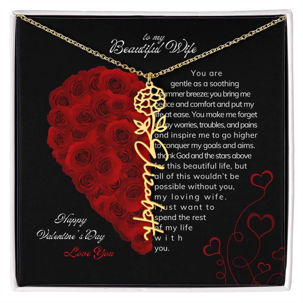 To My Beautiful Wife - Flower Name Necklace